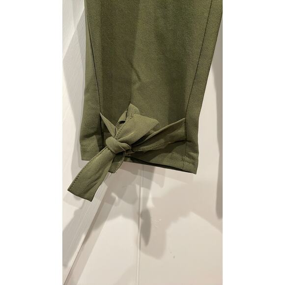 Grace Karin Women's Olive High Waist Pencil Pants with Bow-Knot Tie Hem Sz M - Picture 3 of 5